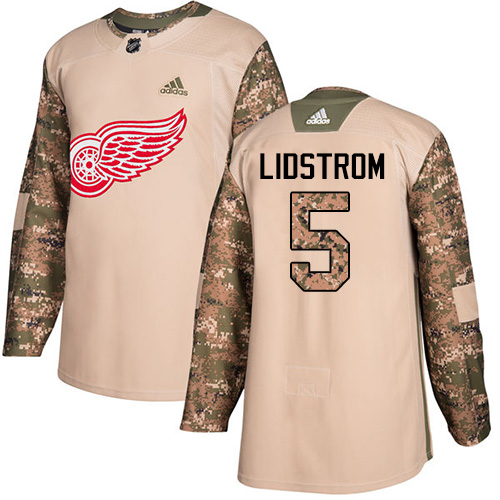 Adidas Red Wings #5 Nicklas Lidstrom Camo Authentic Veterans Day Stitched Youth NHL Jersey
